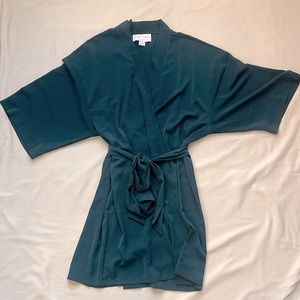 Buddy Grey Robe - XL/XXL Emerald green/blue satin knee length robe